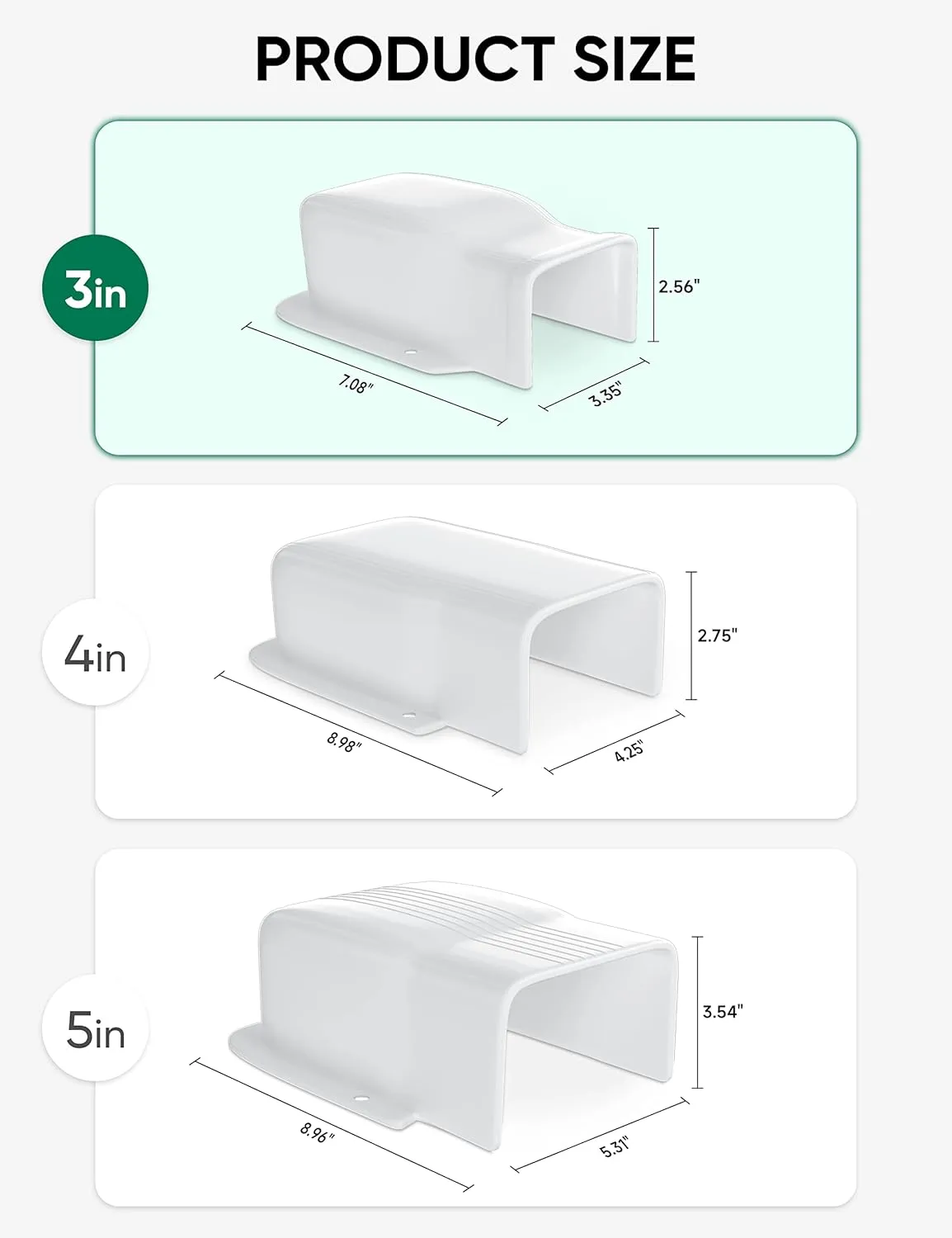 3" Entry Wall Cover Line Cover Set Parts PVC Accessory for Decorative for Ductless Mini Split, Central AC and Heat Pumps