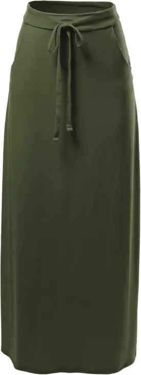 A2Y Women's Basic Foldable High Waist Floor Length Maxi Skirts