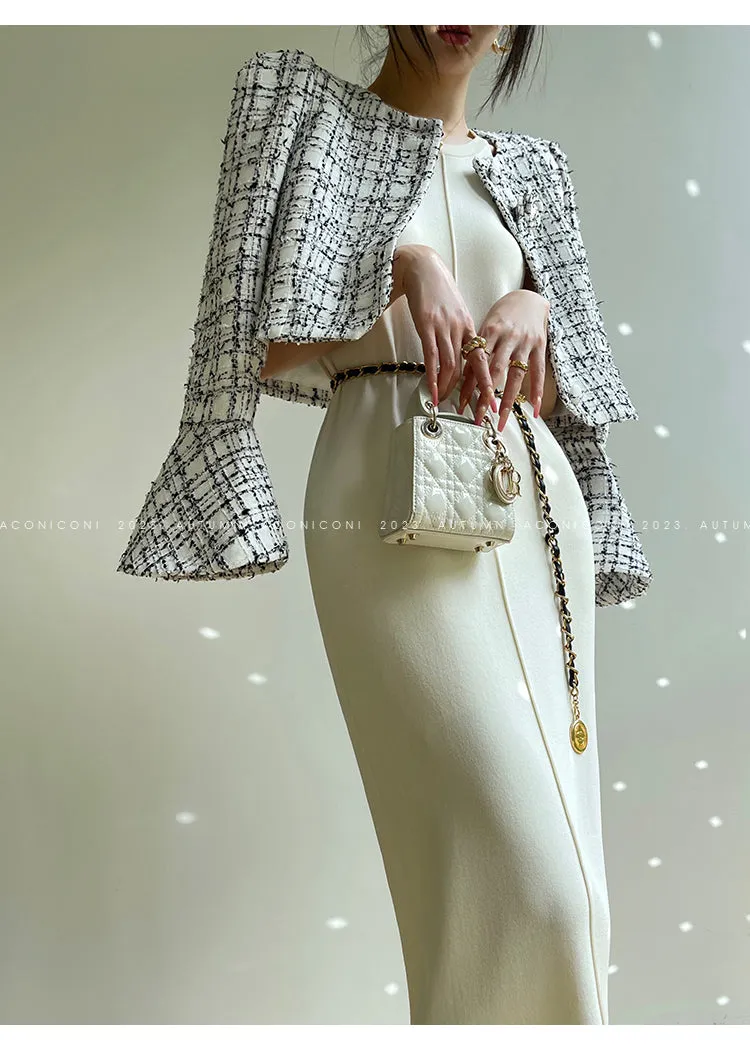 Aconiconi High-end tweed short coat    high-waist skirt two-piece set - Milan Wilderness