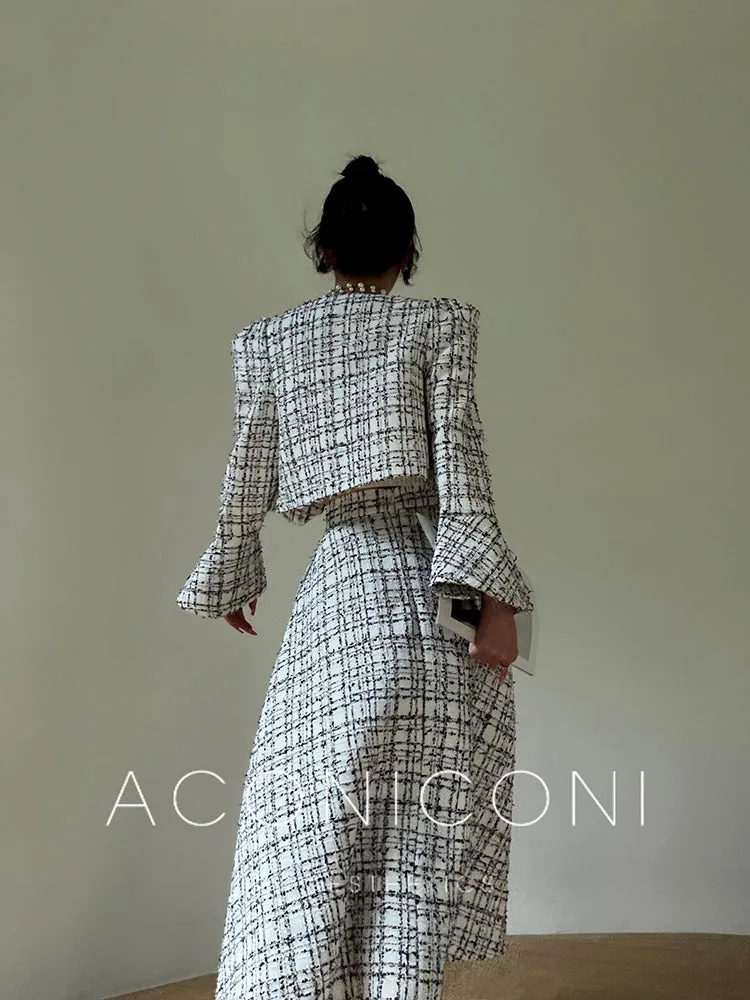Aconiconi High-end tweed short coat    high-waist skirt two-piece set - Milan Wilderness