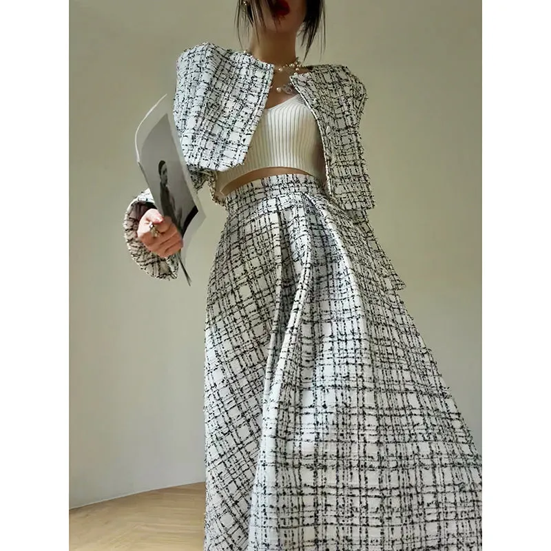 Aconiconi High-end tweed short coat    high-waist skirt two-piece set - Milan Wilderness
