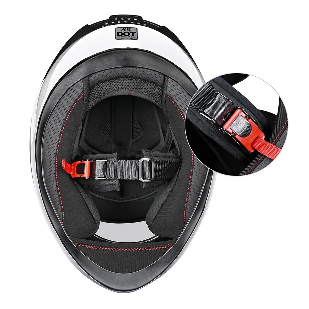 AHR RUN-F3 Full Face DOT Motor Helmet White