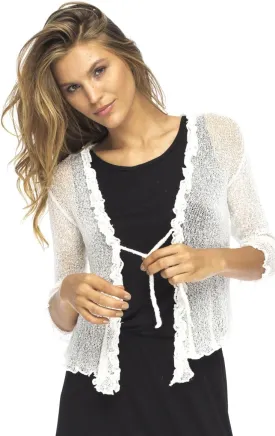 Back From Bali Womens Sheer Shrug Ruffle Cardigan Lightweight Sweater Bolero Arm Cover