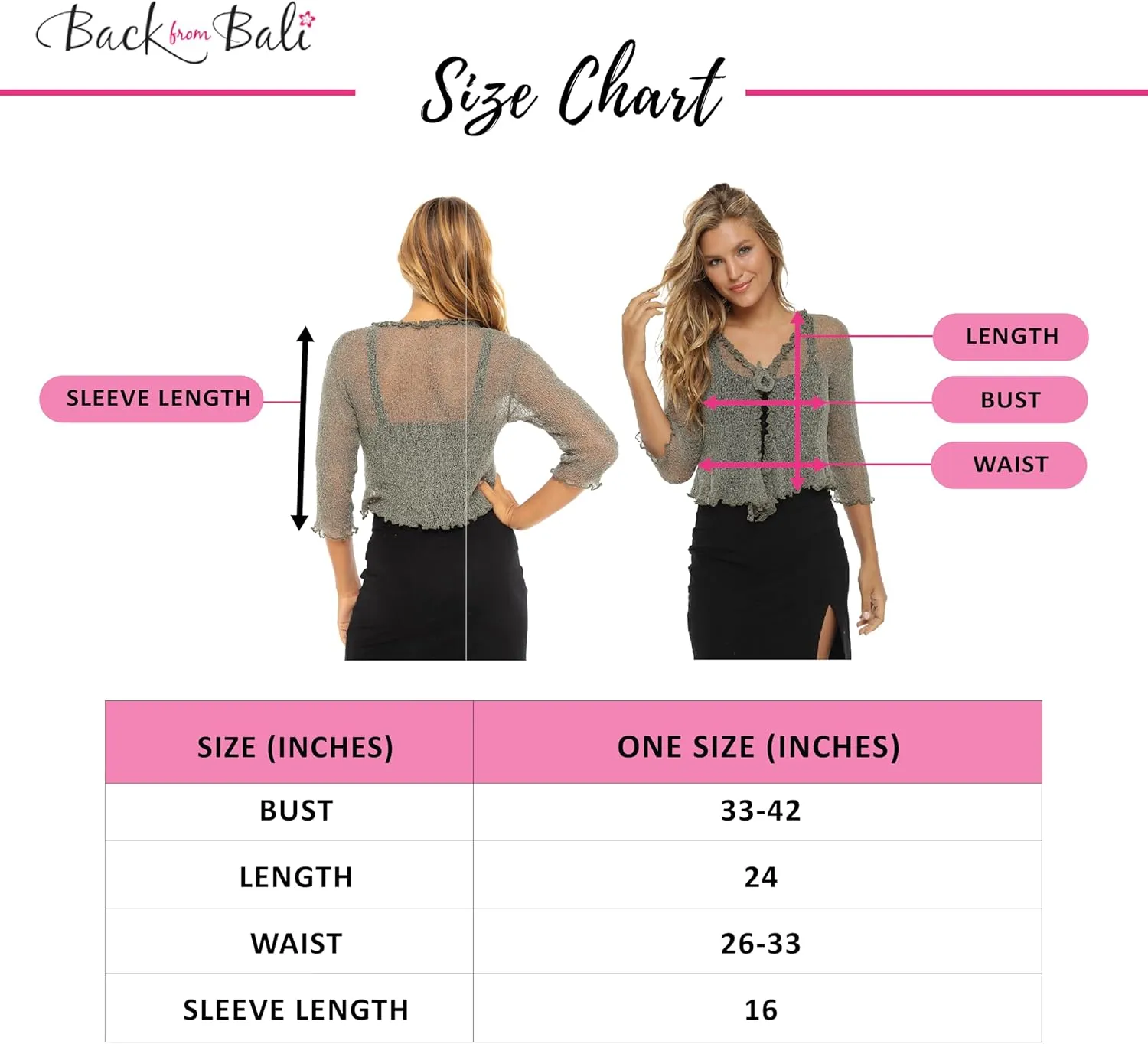 Back From Bali Womens Sheer Shrug Ruffle Cardigan Lightweight Sweater Bolero Arm Cover