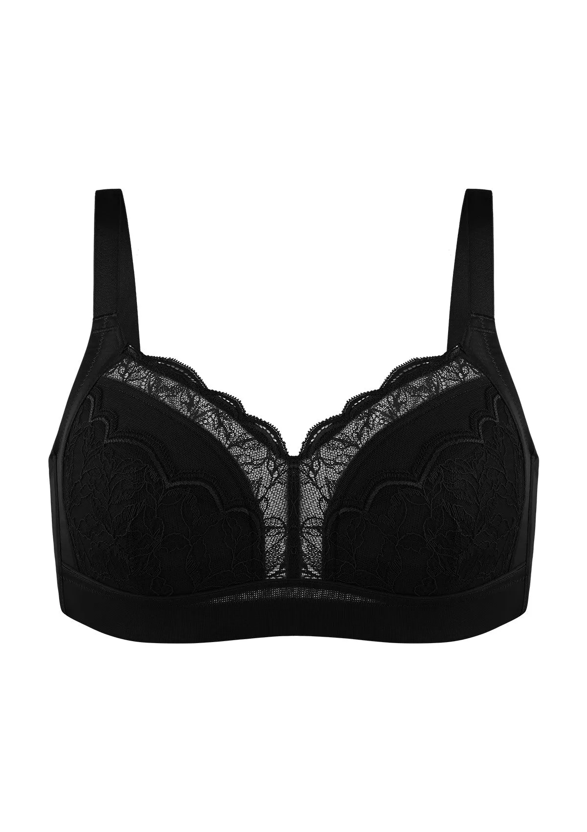 Blossom Mist Lace Trim Wireless Comfort Full Coverage Plus Size Bra
