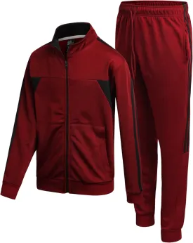 Boys' Tricot Jogger Set - 2 Piece Active Performance Zip-Up Tracksuit Set (Size: 4-18)