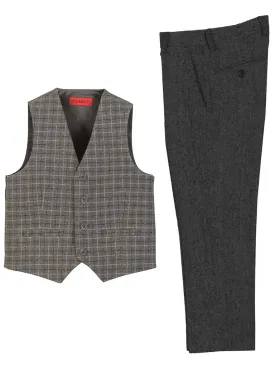 BSV-82P TODDLERS, KIDS AND BOYS 2 PCS PLAID VEST SET SIZE 2-20