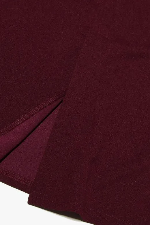 Celine Bodycon V Neck Midi Dress - Red Wine