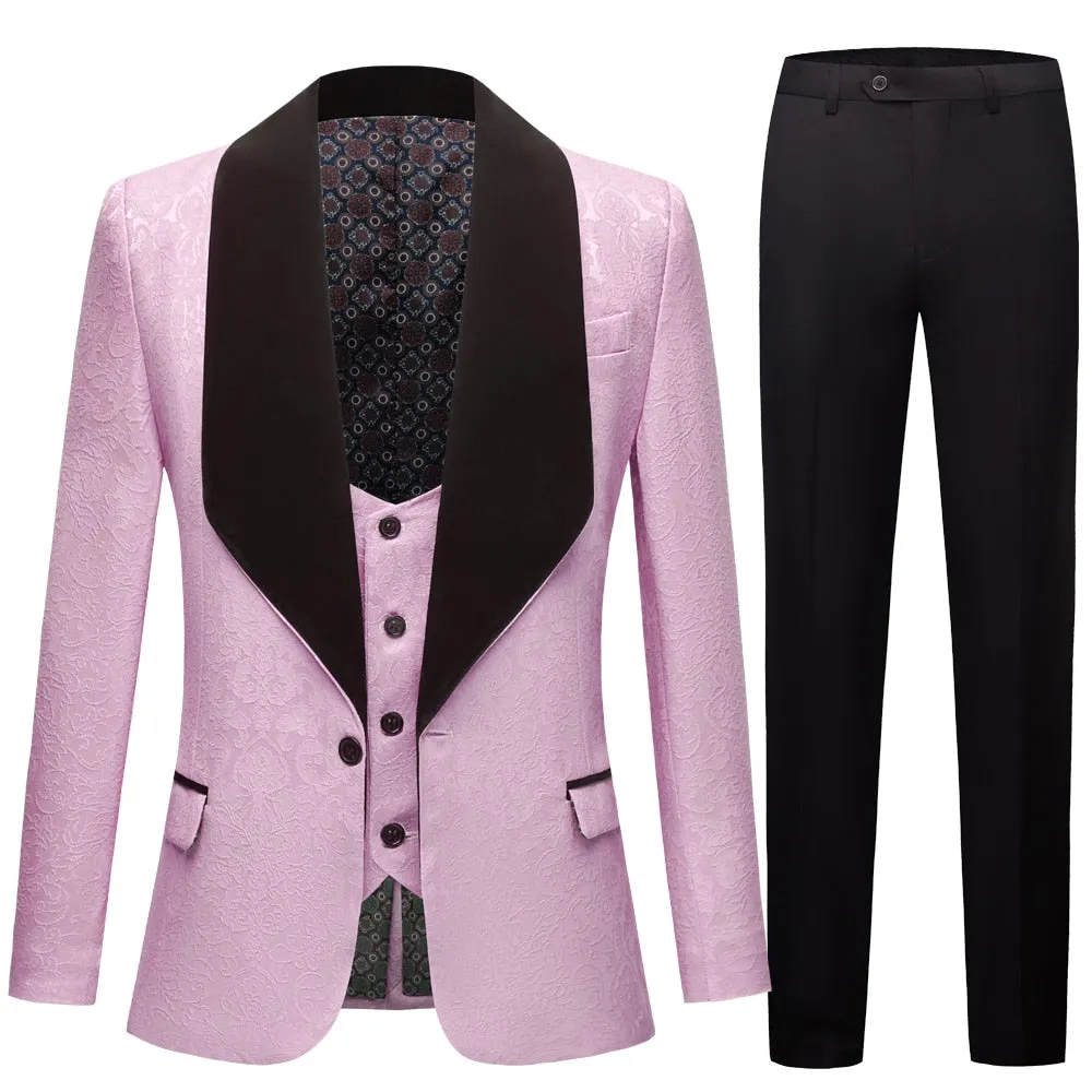 CGSUITS Men's Fashion Formal 3 Piece Aquamarine Blue Green & Black Tuxedo (Jacket   Vest   Pants) Suit Set