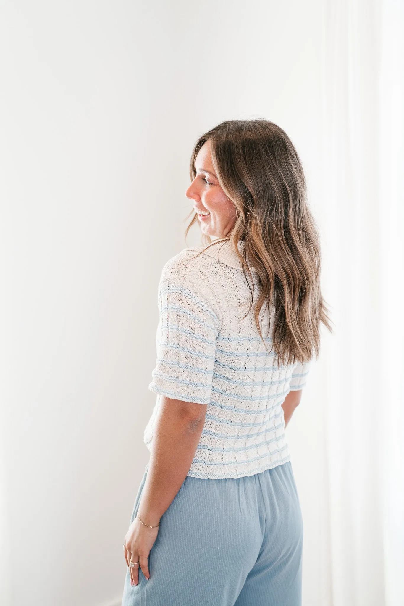Coastal Breeze Striped Button Up Cardigan