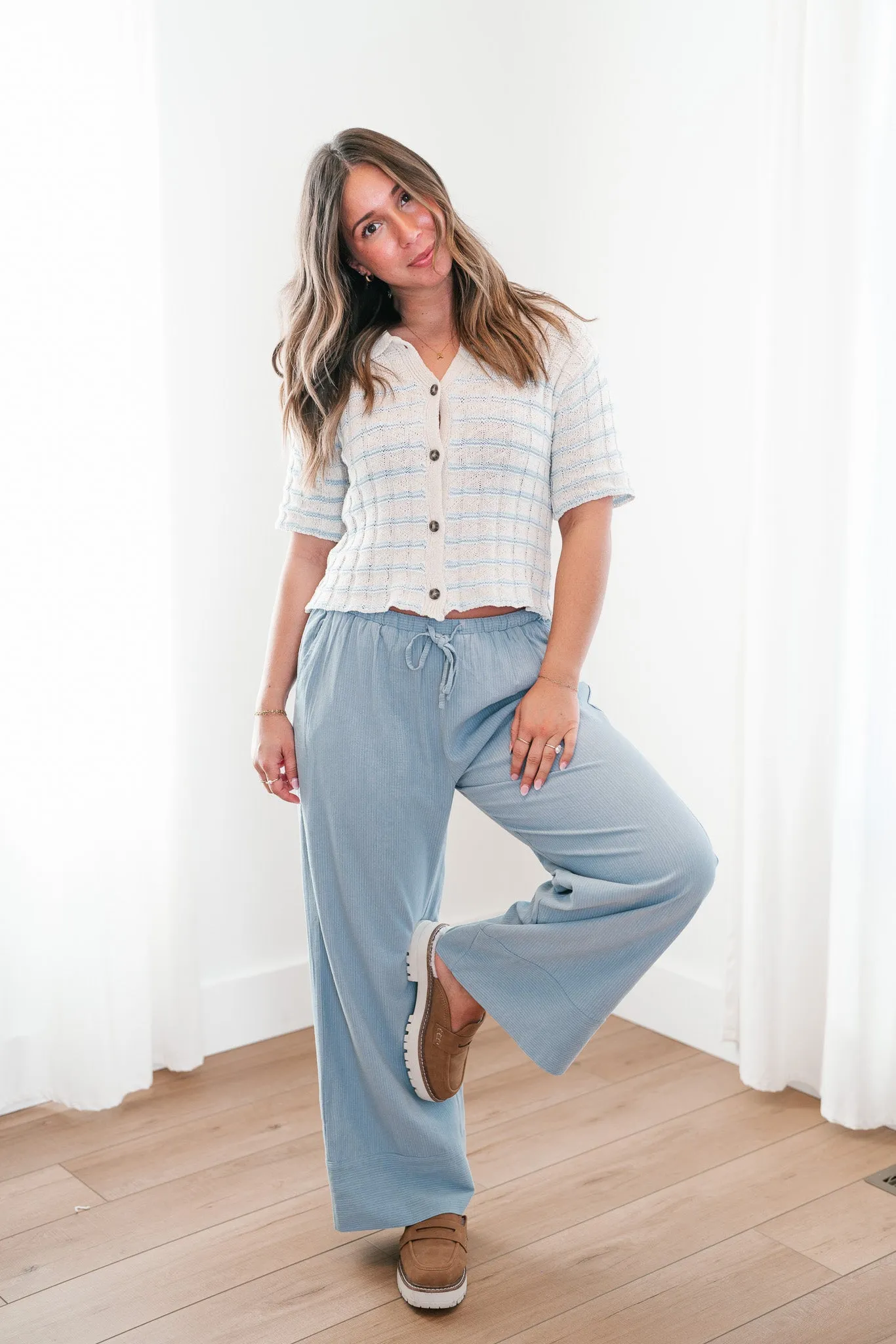 Coastal Breeze Striped Button Up Cardigan