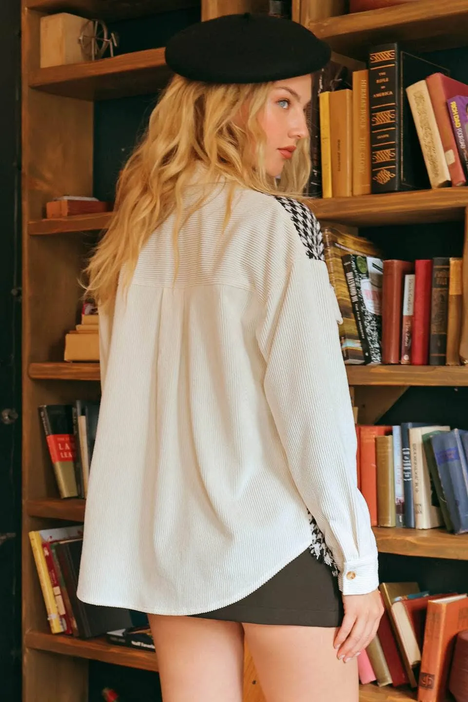 COLORBLOCK HOUNDSTOOTH SHACKET