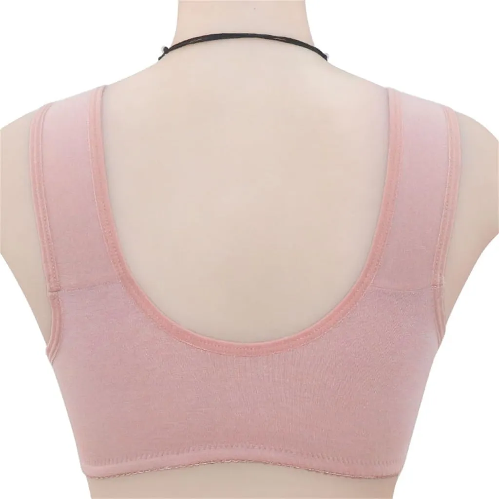 Daisy Bras for Women No Underwire Front Closure Comfort Senior Wireless Snap Closing Bra