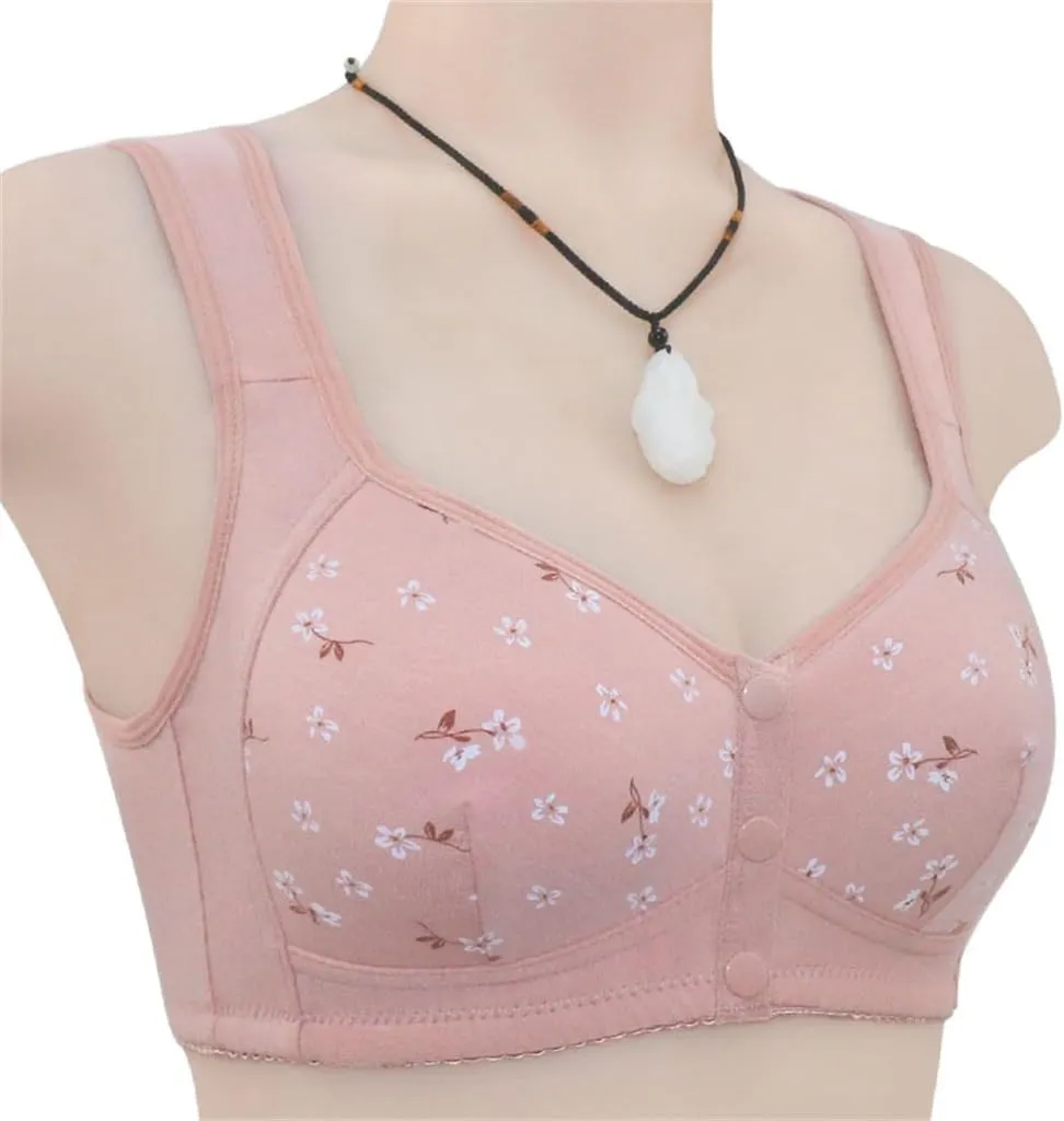 Daisy Bras for Women No Underwire Front Closure Comfort Senior Wireless Snap Closing Bra