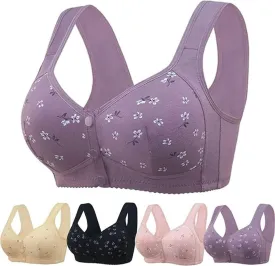 Daisy Bras for Women No Underwire Front Closure Comfort Senior Wireless Snap Closing Bra