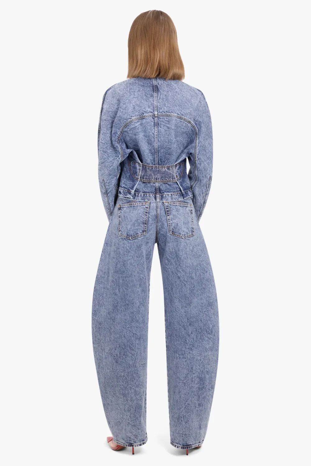 Denim High Neck Zip Jacket | Blue Snow