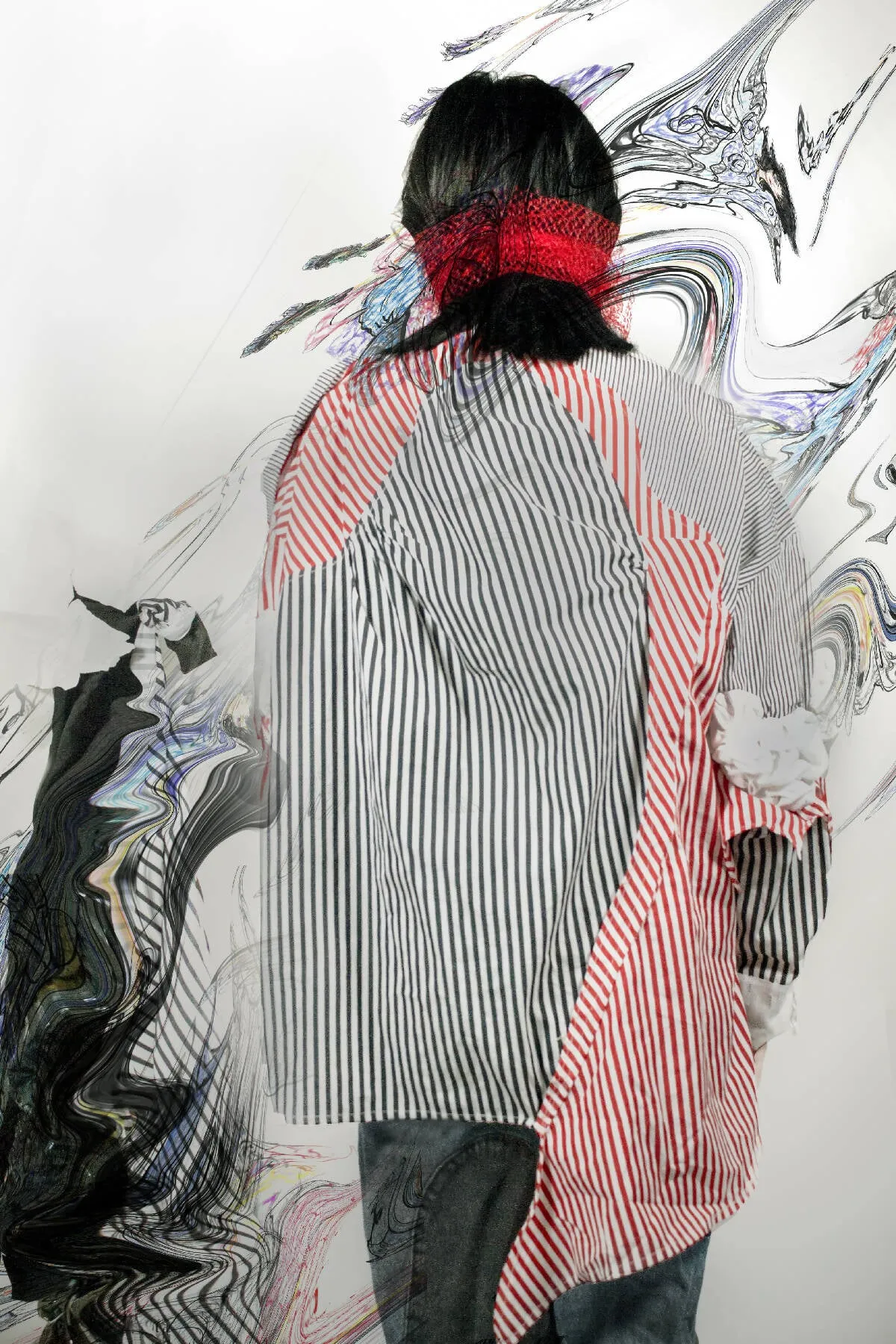 Distorted Contrast Striped Shirt