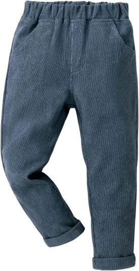 Floerns Boy's Casual Elastic Waist Tapered Trousers Long Corduroy Pants