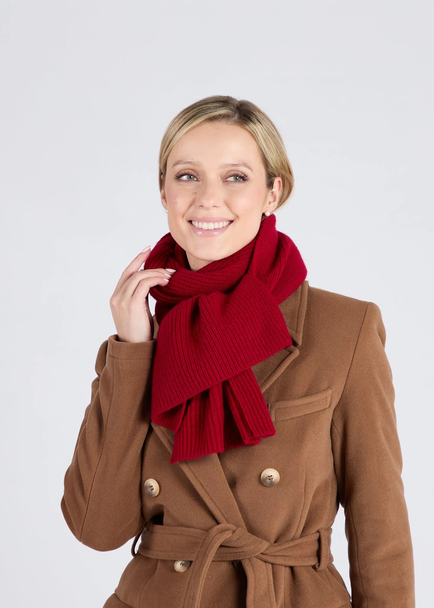 Foxford Red Ribbed Cashmere Scarf