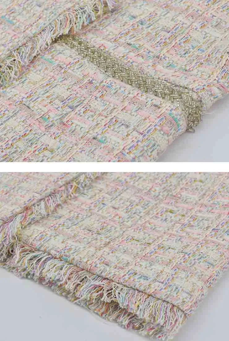 Fringed Pearl Decoration Tweed Blazer