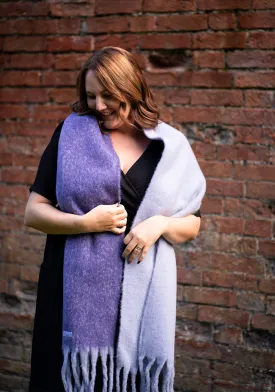Lilac Two Tone Cosy Knitted Scarf