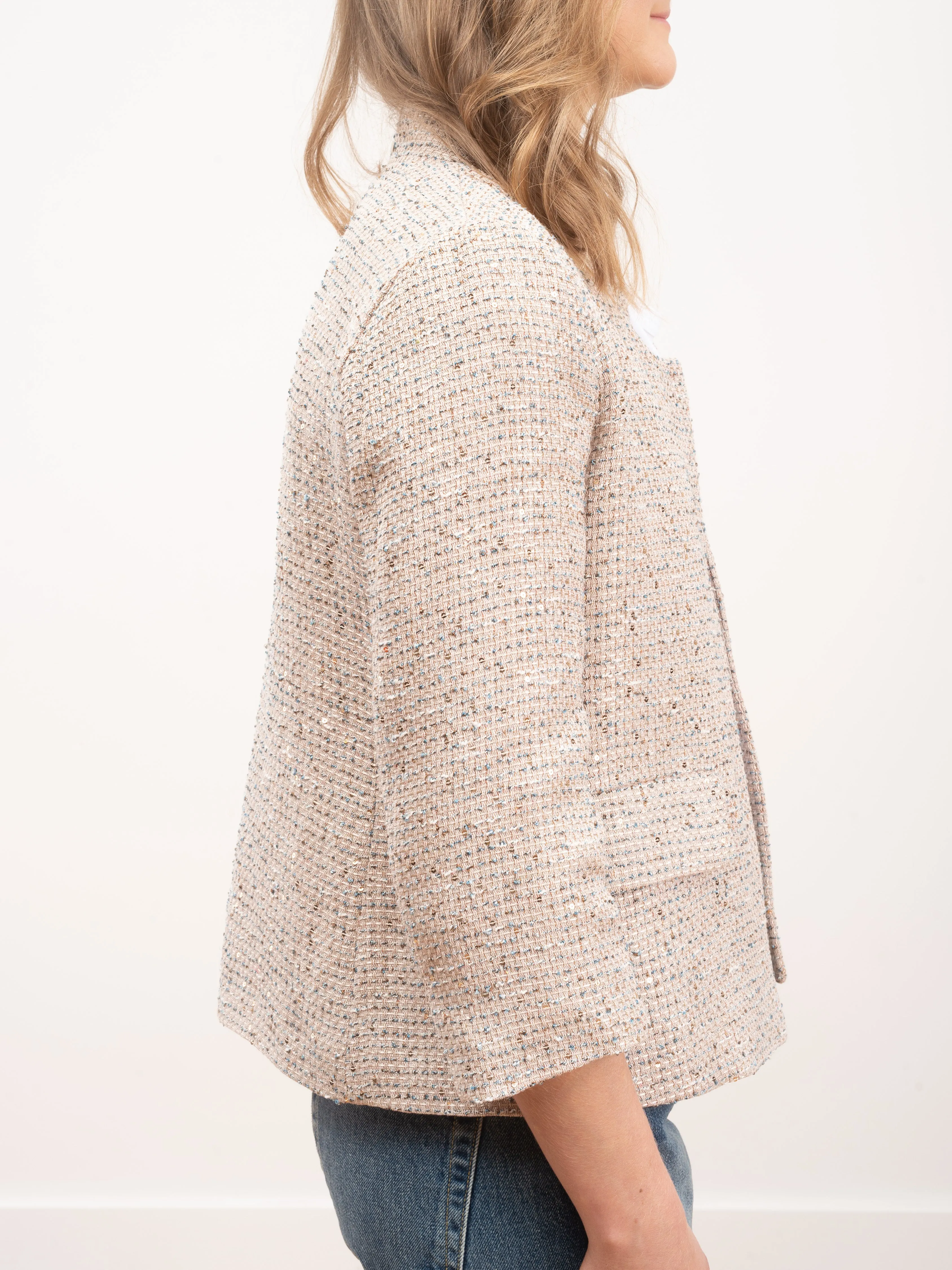 lurex tweed short coat - beige 2000