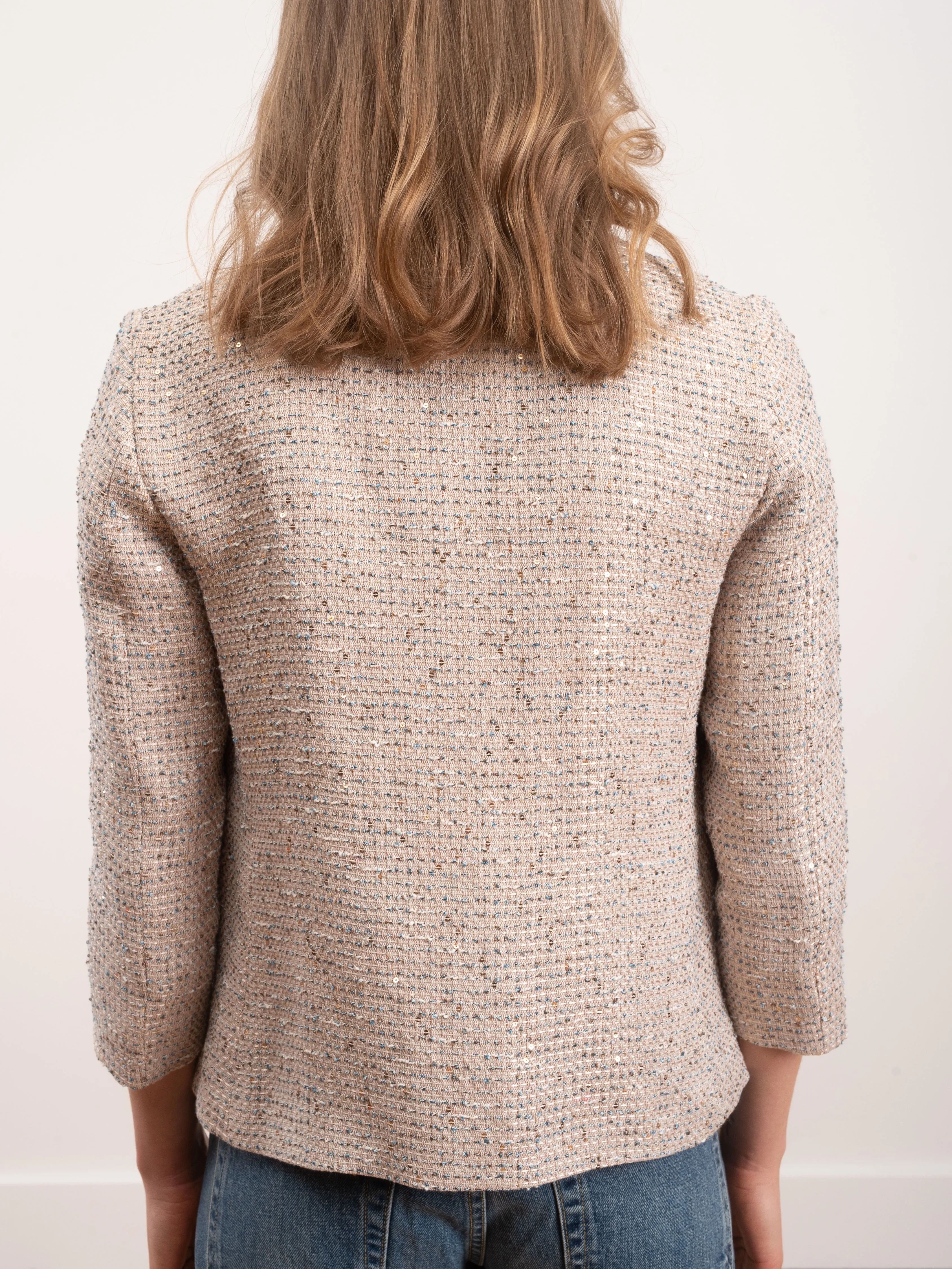 lurex tweed short coat - beige 2000