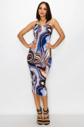 Marble Print Bodycon Dress