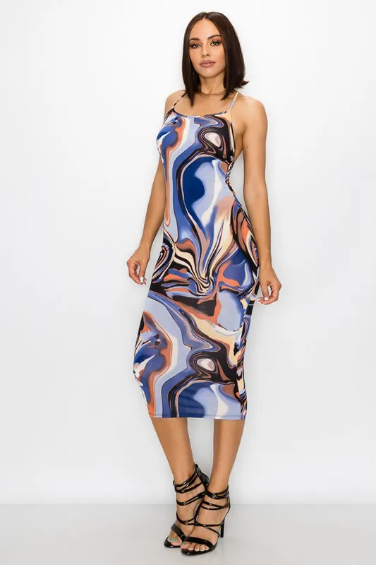 Marble Print Bodycon Dress