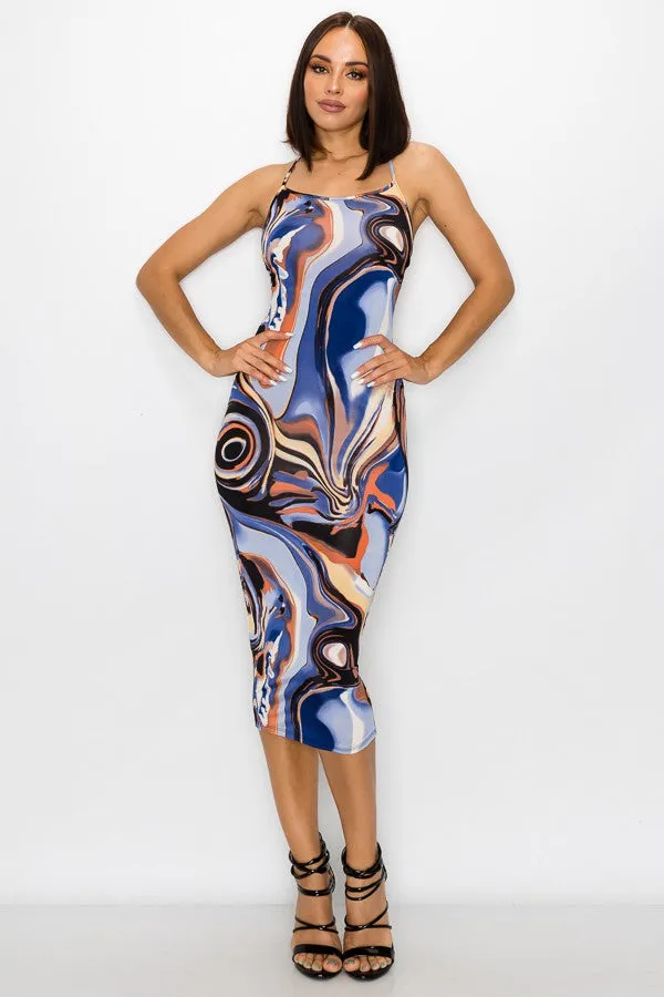 Marble Print Bodycon Dress