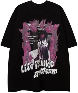 Men Women Y2K Anime Graphic T-Shirt Dark Academia Harajuku Shirts Short Sleeve Tees Japanese Emo Alt Oversize Clothes