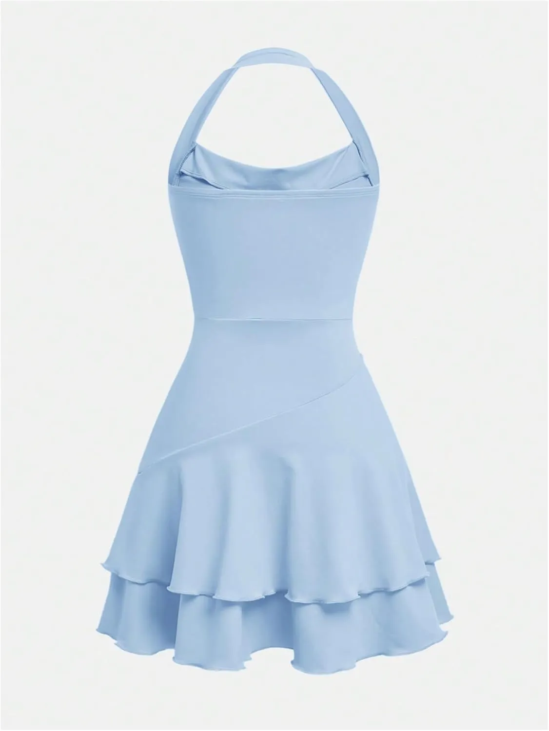 Milumia Girl's Summer Backless Halter Short Dress Sleeveless Tiered Layered Mini Dresses