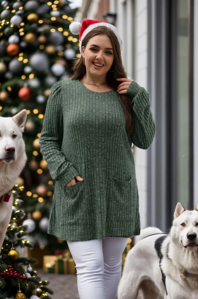 OFEEFAN Long Sleeve Shirts for Women Long Sweaters with Pockets Tunic Tops Loose Fit