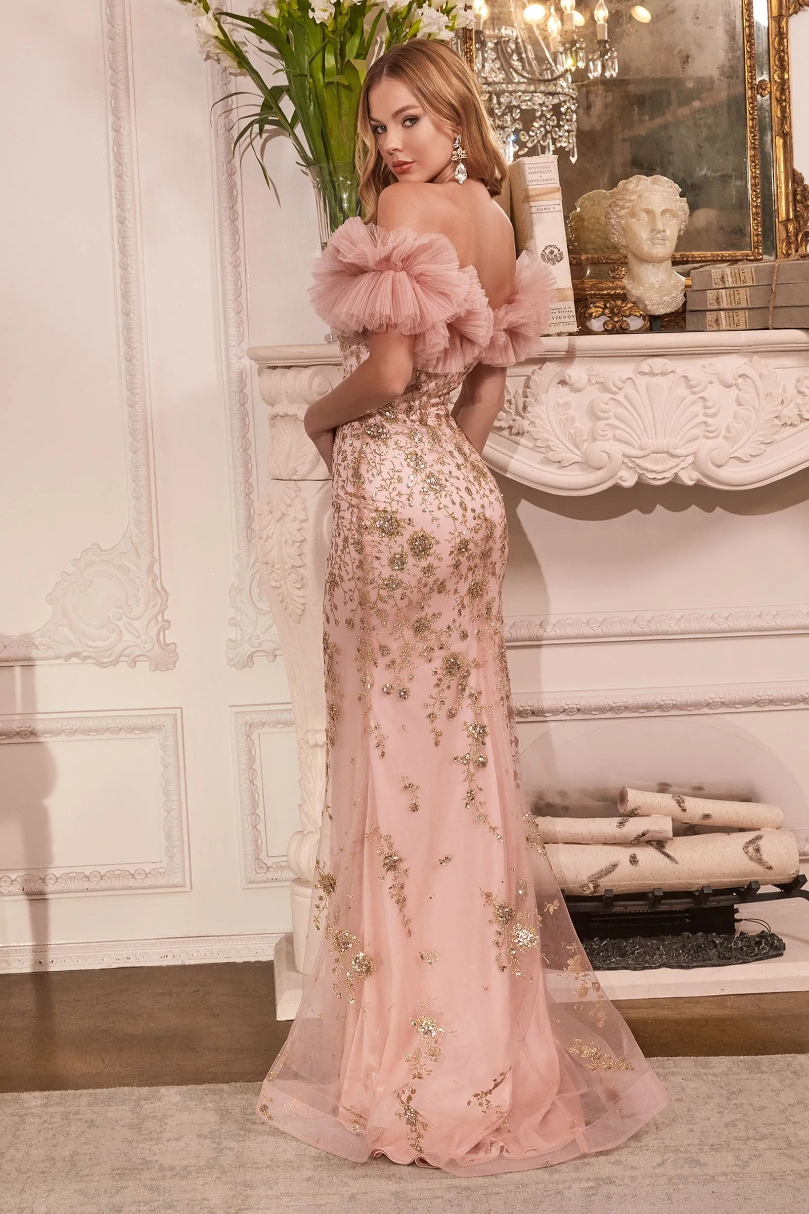 Off-shoulder Tulle Gown