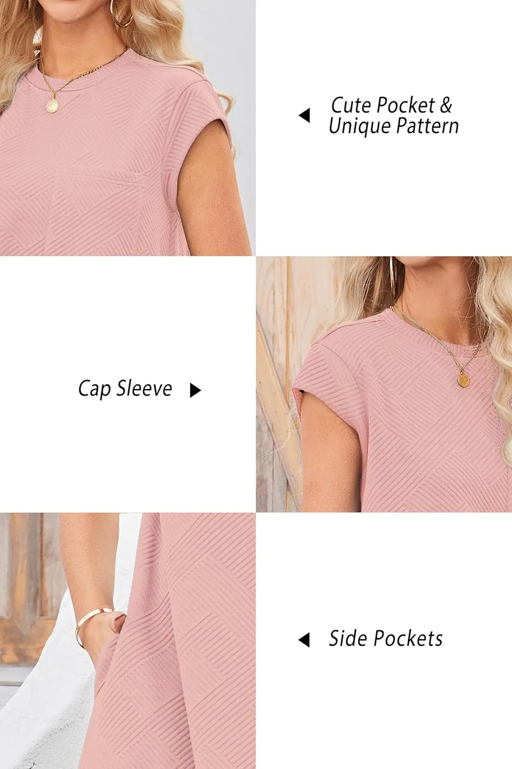 OUGES Women's 2025 Summer Mini Maternity Dress Cap Sleeve Casual Loose Basic T Shirt Dresses with Pockets