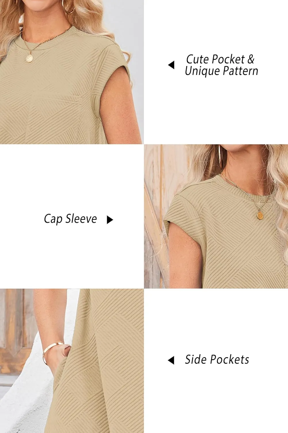 OUGES Women's 2025 Summer Mini Maternity Dress Cap Sleeve Casual Loose Basic T Shirt Dresses with Pockets