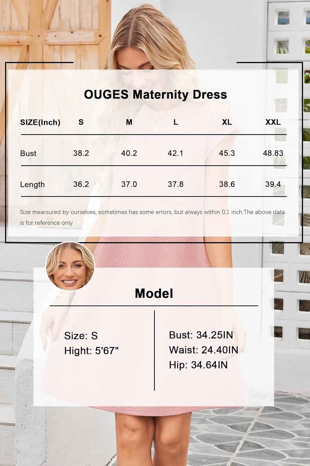 OUGES Women's 2025 Summer Mini Maternity Dress Cap Sleeve Casual Loose Basic T Shirt Dresses with Pockets