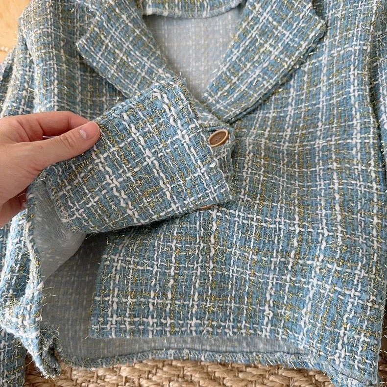 Pankh Tez Light Tweed Formal Short Blazer Coat
