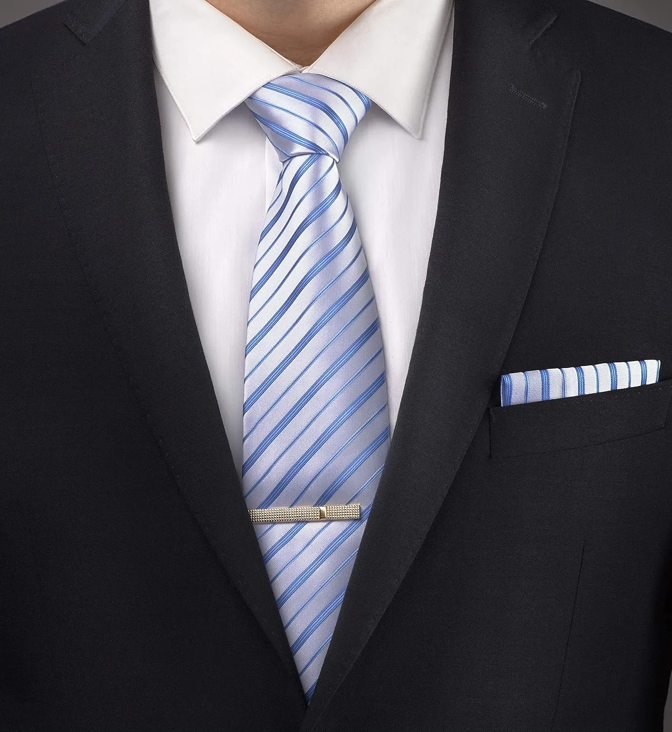 Premium Mens Gift Tie Set Silky Necktie Pocket Squares Tie Clips Cufflinks For Men