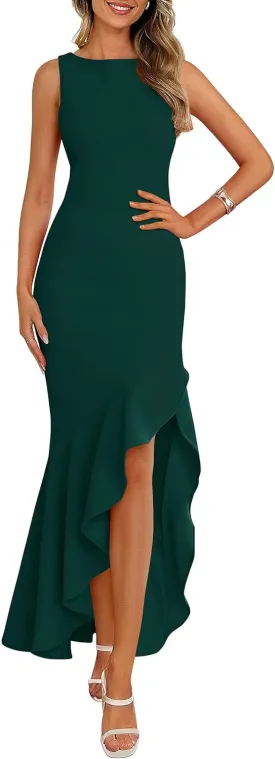 PRETTYGARDEN Wedding Guest Dresses for Women 2025 Summer Formal Gala Maxi Dress Ruffle Mermaid Cocktail Long Dresses