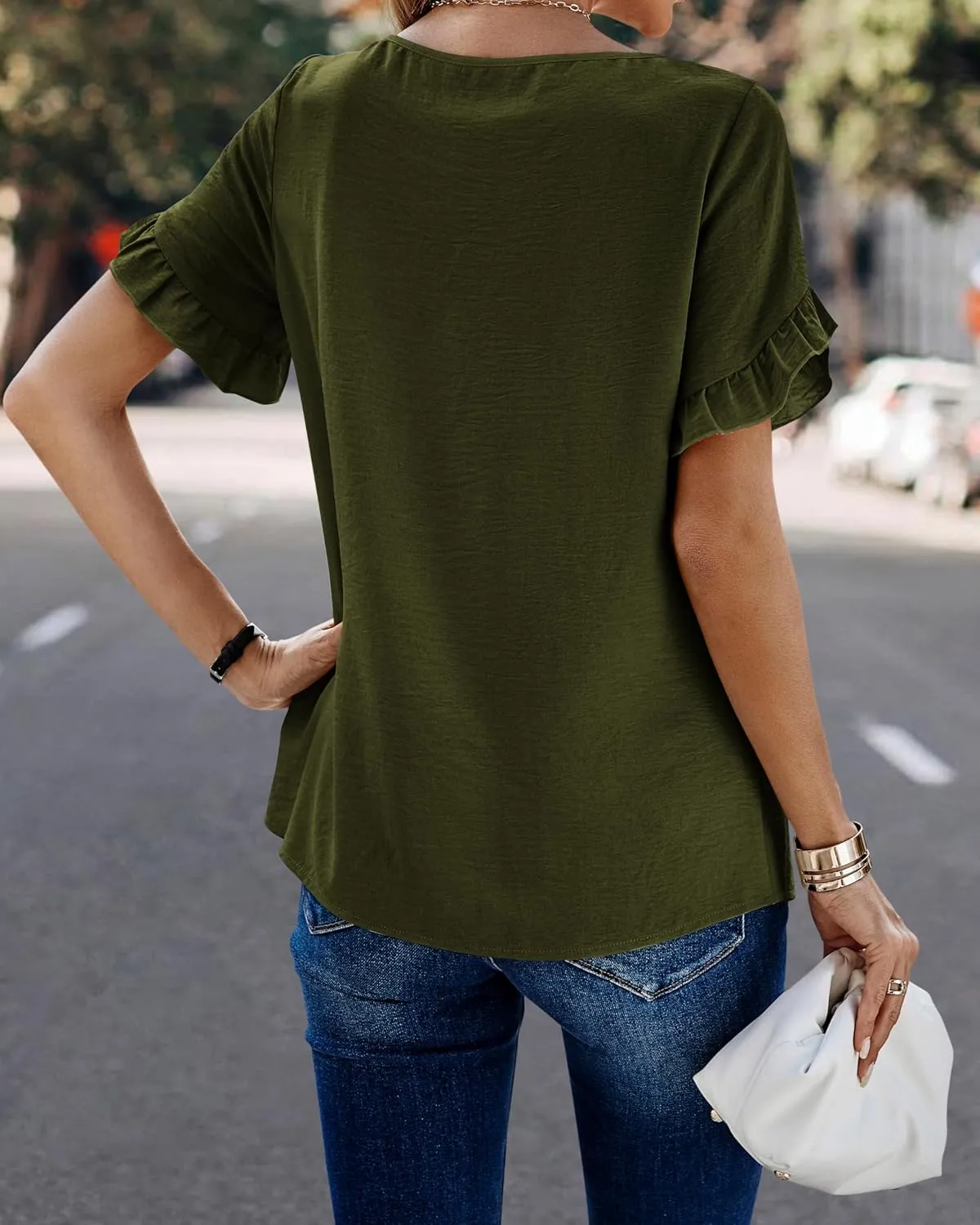 PRETTYGARDEN Women's Shirts Summer Casual Crewneck Lace Crochet Short Sleeve Blouses Cute Floral Print Loose Tunic Tops