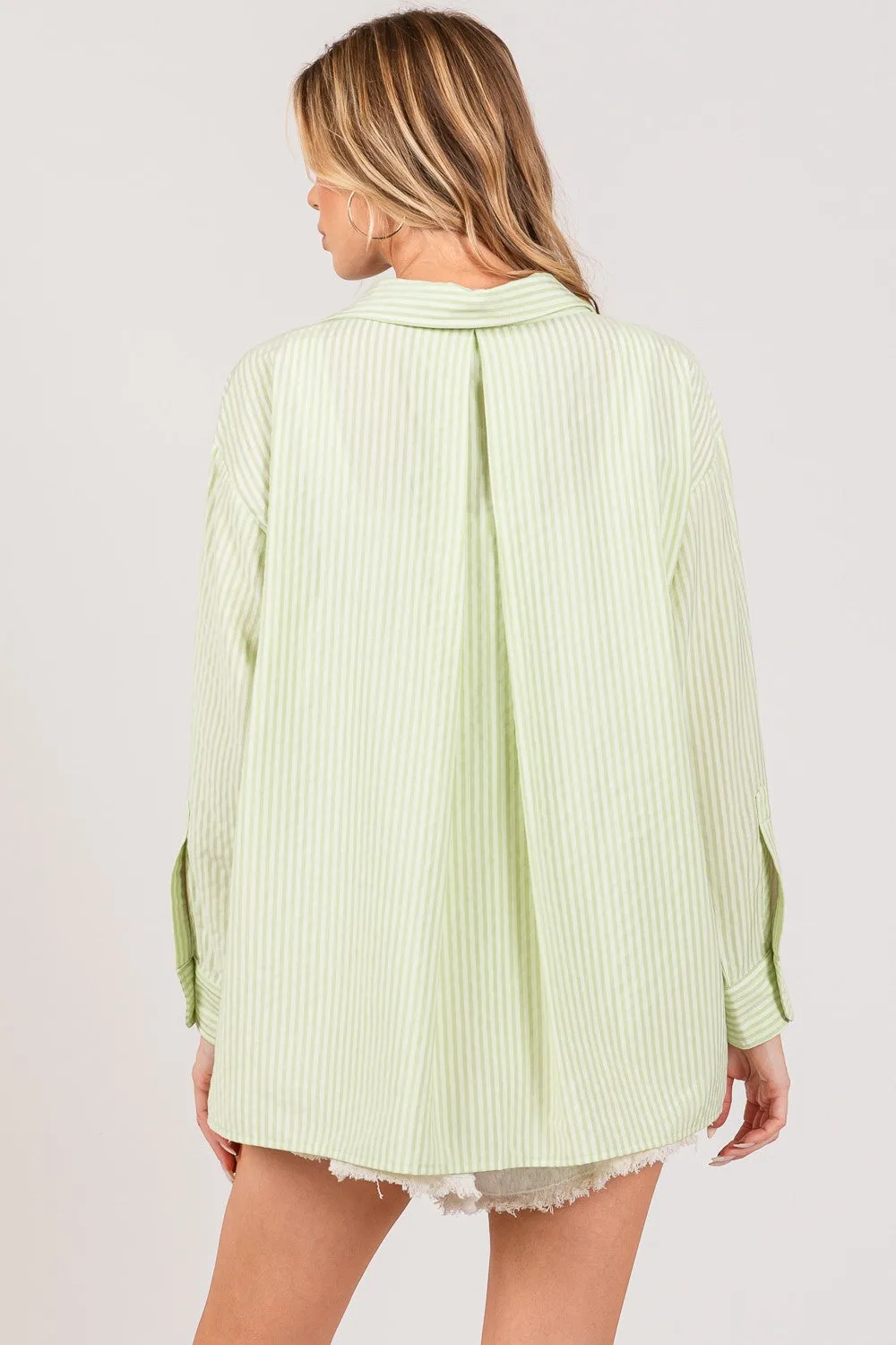 "SAGE   FIG" Striped Button Up Long Sleeve Shirt