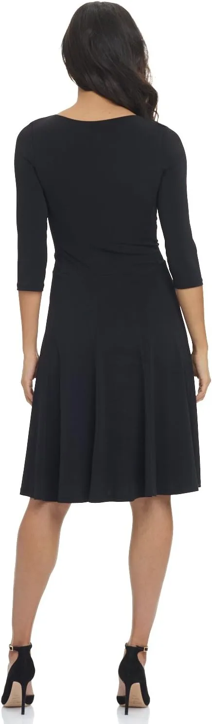 REKUCCI Women's Flippy Fit N' Flare Dress with 3/4 Sleeves