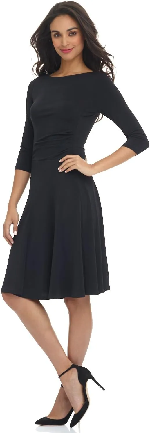 REKUCCI Women's Flippy Fit N' Flare Dress with 3/4 Sleeves