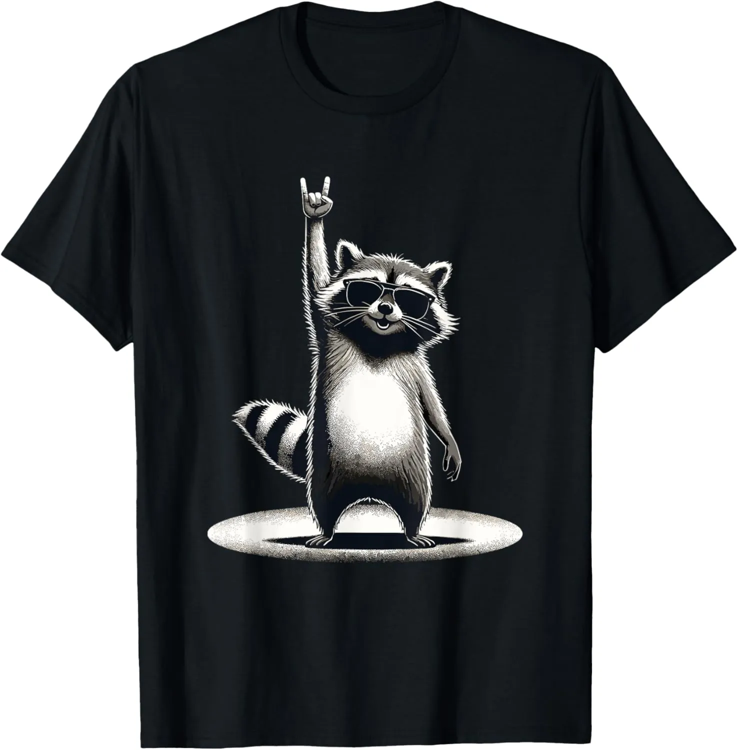 Retro Raccoon Rock Music Gift Men Kids Women Funny Raccoon T-Shirt