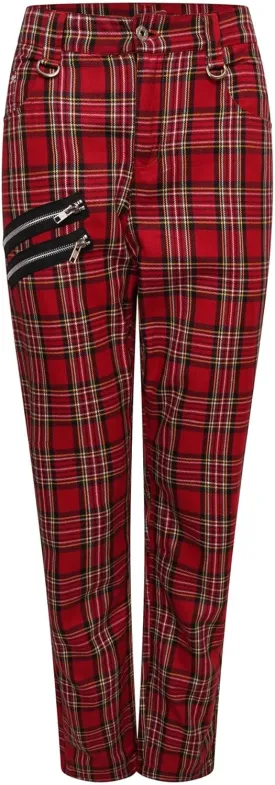 Ro Rox Check Trousers Unisex Plaid Tartan Pants Emo Punk Gothic Tapered