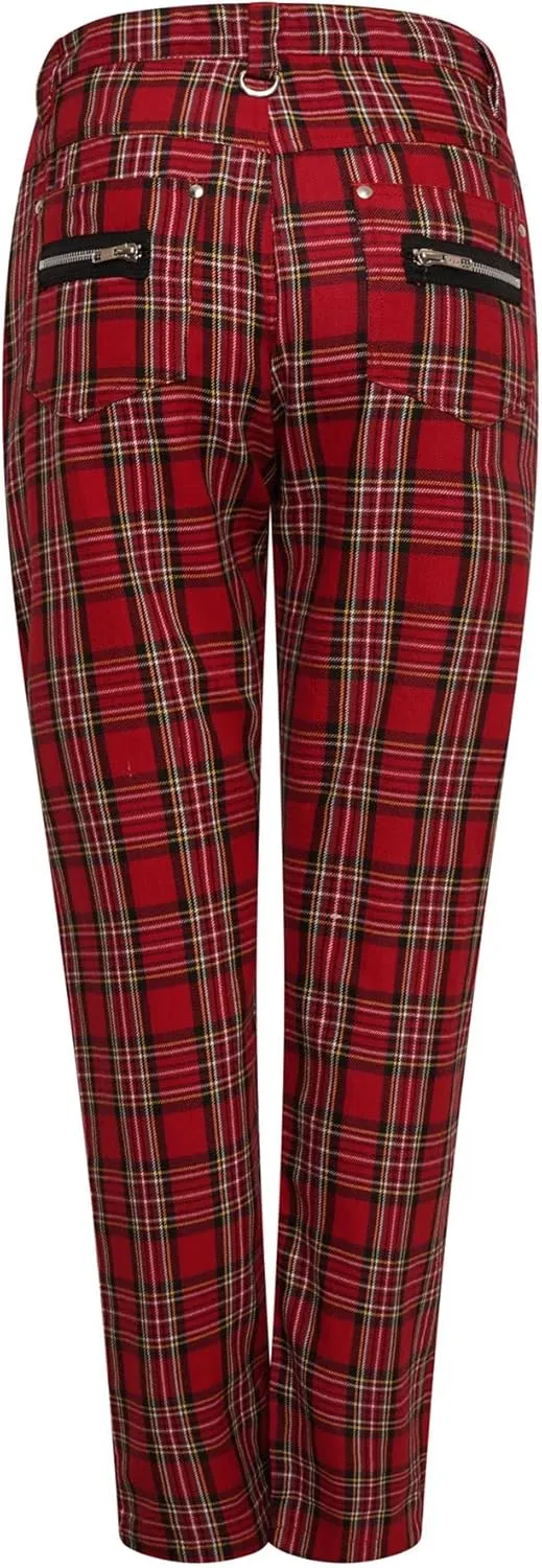 Ro Rox Check Trousers Unisex Plaid Tartan Pants Emo Punk Gothic Tapered