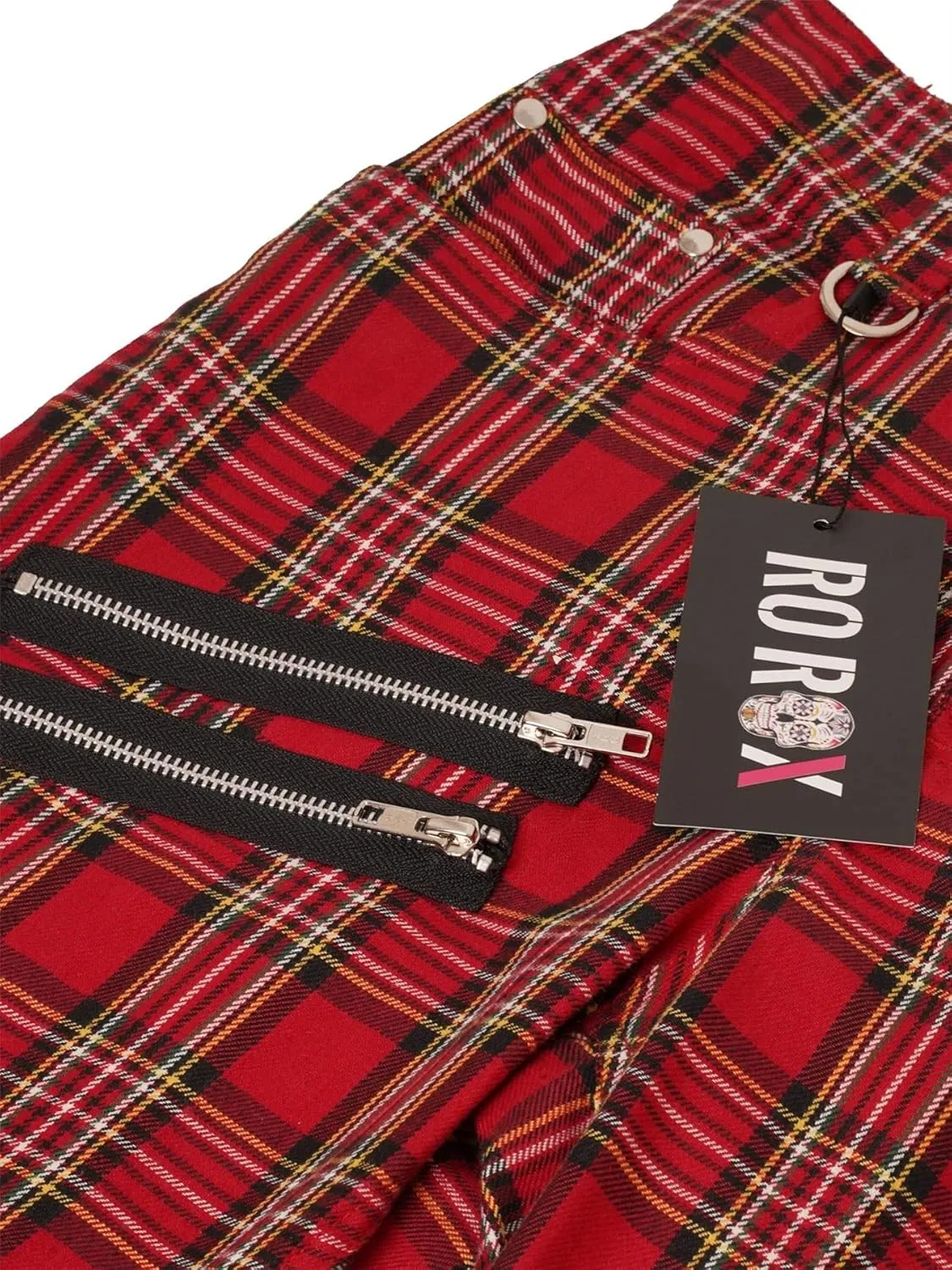Ro Rox Check Trousers Unisex Plaid Tartan Pants Emo Punk Gothic Tapered