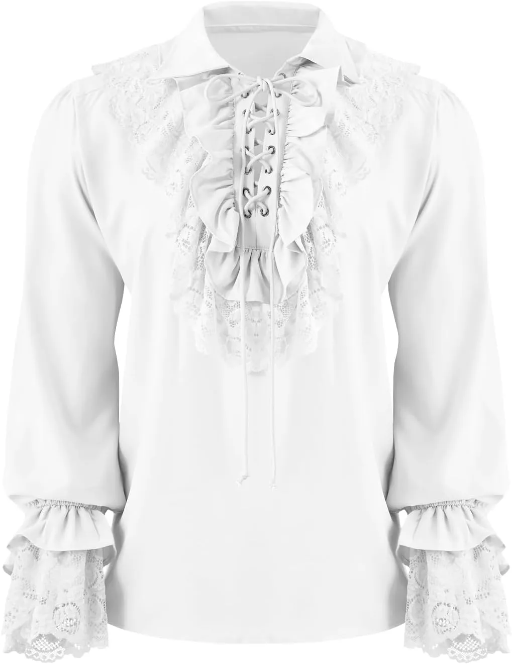 Runcati Mens Pirate Shirt Ruffle Renaissance Victorian Vampire Poet Shirts Steampunk Gothic Medieval Lace Costume