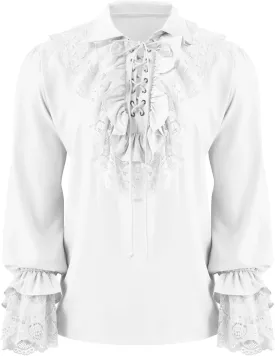 Runcati Mens Pirate Shirt Ruffle Renaissance Victorian Vampire Poet Shirts Steampunk Gothic Medieval Lace Costume